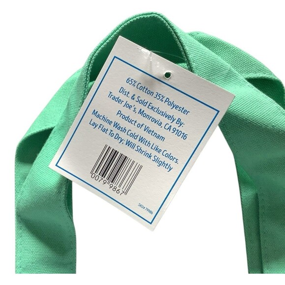 Trader Joe's Tote Mint Green Light Blue Canvas Mini Limited Edition New - Picture 3 of 4